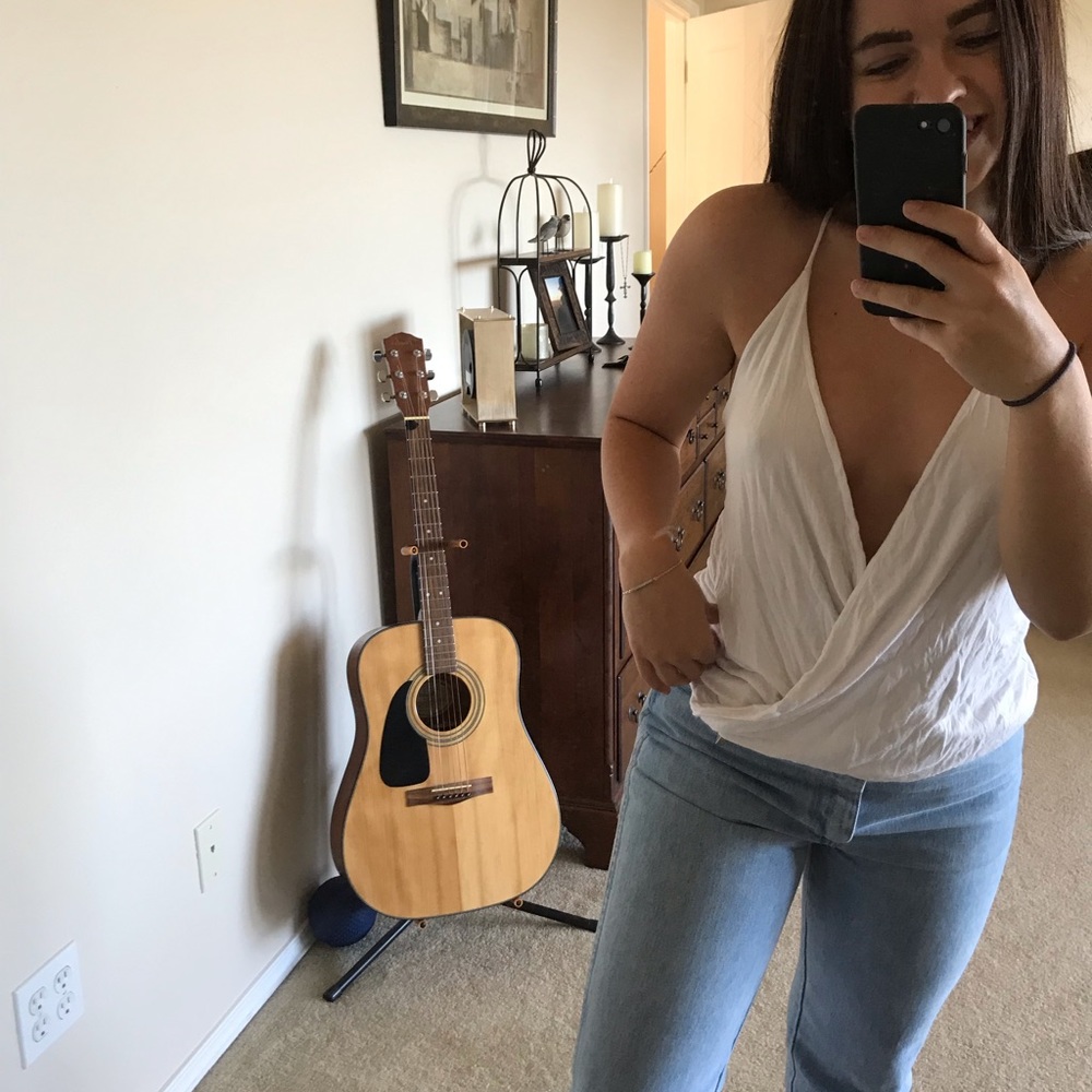 Urban outfitters White surplice tank v neck low
